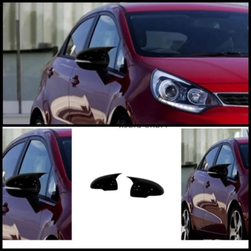 Bat Style Mirror Cover For Kia Rio 2012-2016 Car Accessories 2 Piece Cover Glossy Black Shields Exterior Parts Sport Tuning