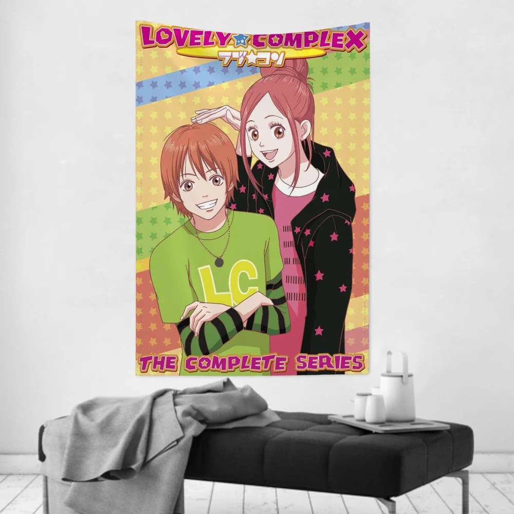Lovely Complex Anime Tapestry – Adorable anime design, doubles as wall cloth, party backdrop & room decor, fits room’s soft vib