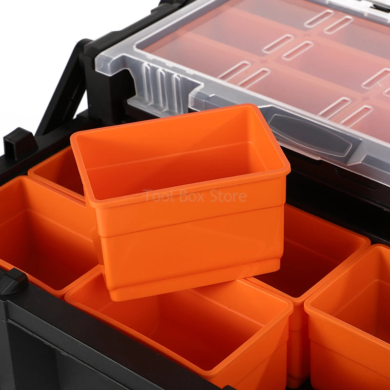Portable Parts Storage Box Screws Organizer 2-layer Folding Tool Box Multi-grid Hardware Tool Storage Case Plastic Toolbox