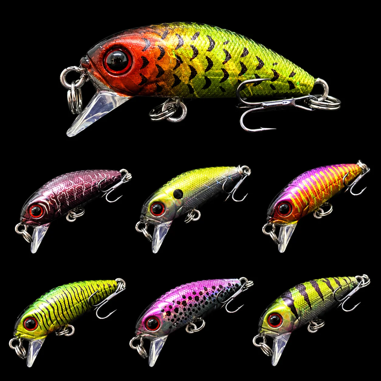 WLure Crankbait 4cm 2.5g Carp Wobbler Fishing Lure pesca a mosca acqua dolce Hard Bait Sinking Jerkbait 8 # ganci esca per insetti C617