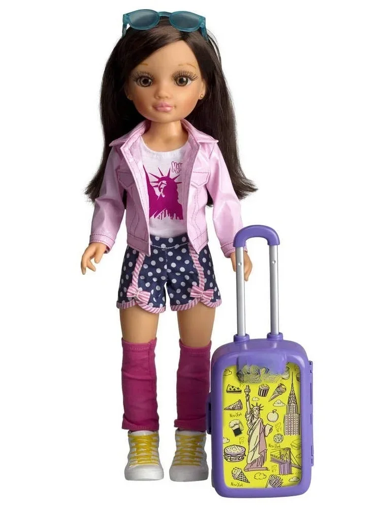 Nancy-chic viagens para nova york, boneca com mala e acessórios para meninos e meninas a partir de 3