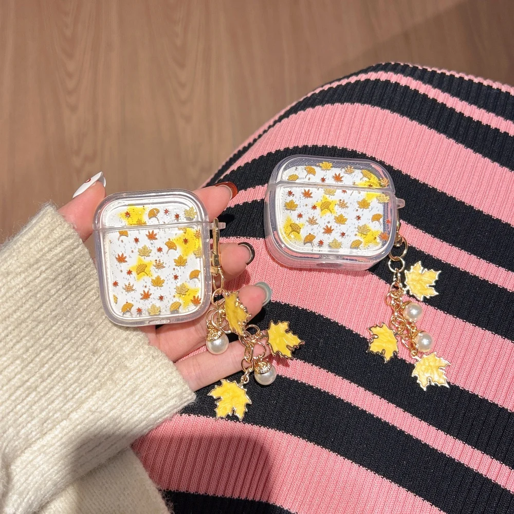 

Autumn and winter star maple leaf earphone protective case, suitable for AirPods 4/3/2 Pro/2/4, shockproof protective case
