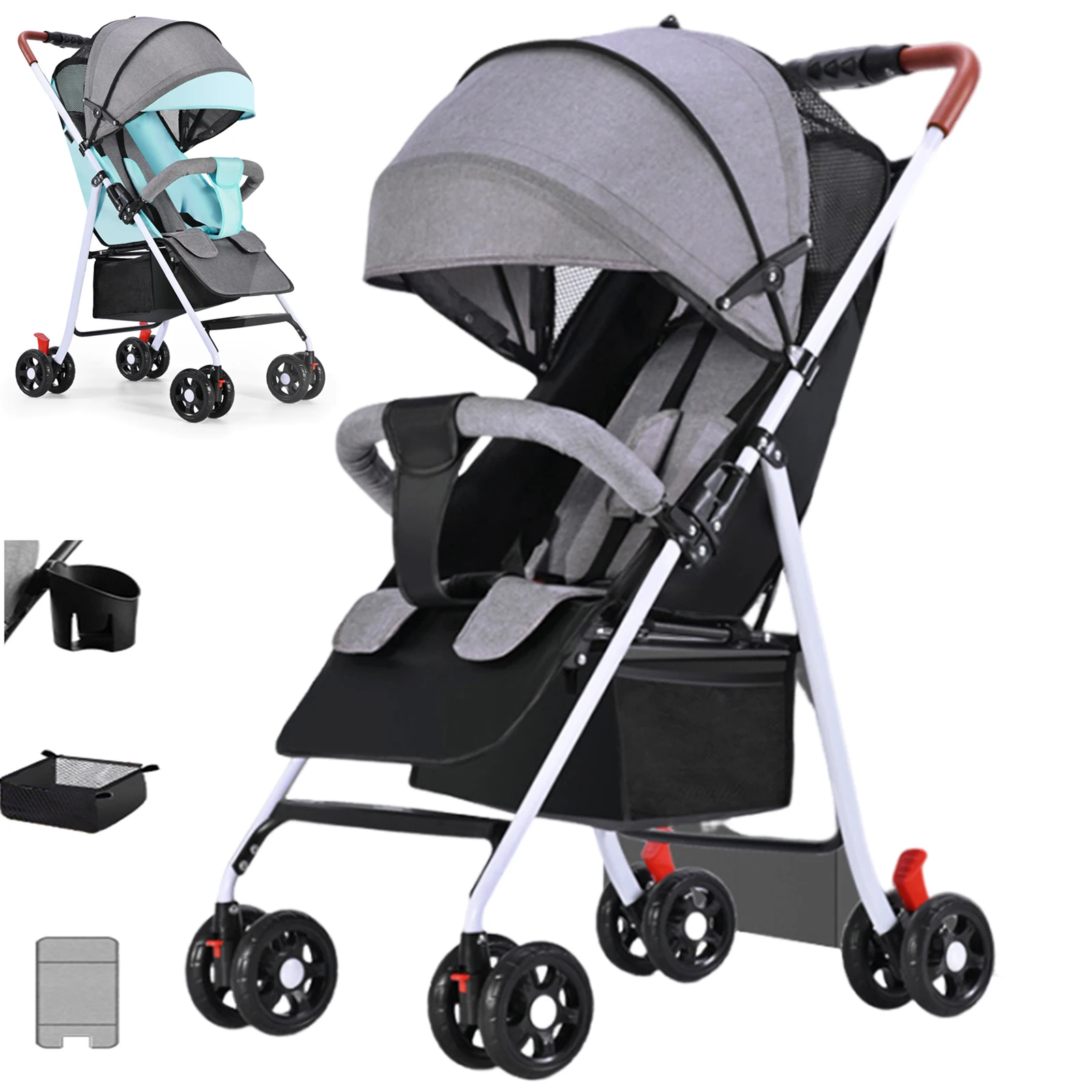 Lightweight Baby Stroller Stroller Sit & Lying Easy Folding 3IN1 Multifunctional Stroller Travel Portable Safety Baby Carriage