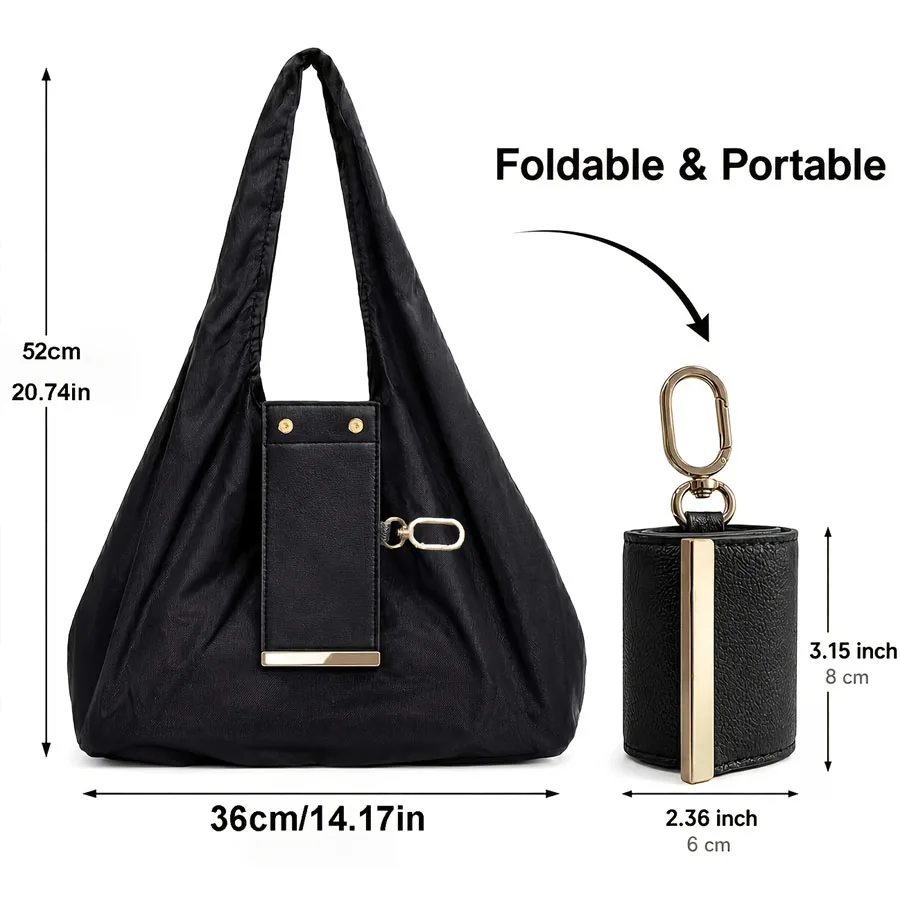 1Pc Foldable Women Tote Bag, Large Capacity Lightweight Shoulder Shopping Bag for Commute Work Travel Daily Use