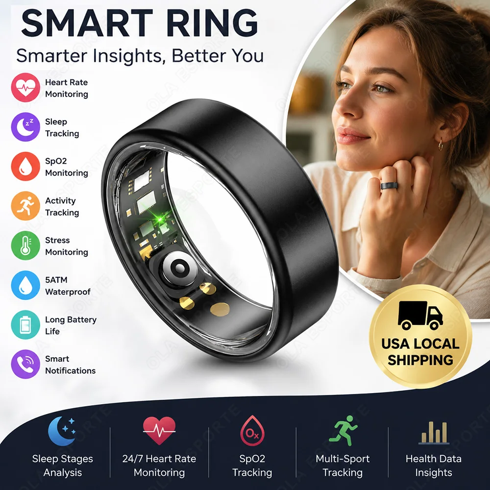 New 5ATM Waterproof Fitness Tracker Smartring Heart Rate Blood Pressure Blood Oxygen Health Sleep Monitor Smart Ring For Men Women Couple's Matching Rings R88