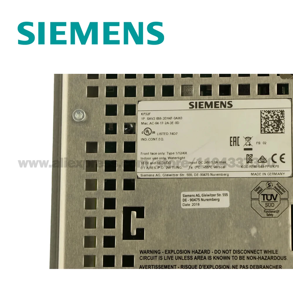 SIEMENS SIMATIC HMI KP32F 32 مفتاحًا قصيرًا مع مصابيح LED متعددة الألوان، واجهات PROFINET مع PROFIsafe 6AV3688-3EH47-0AX0