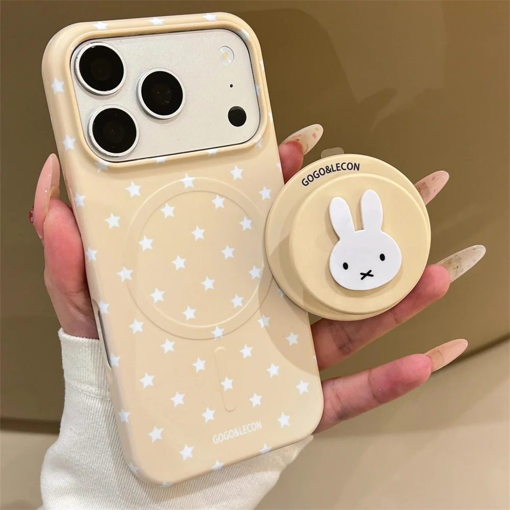 

Ins Cute Star Magnetic Phone Case for iPhone 15 Pro 16 Pro Max 17 Max 17 Case With Magsafe Miffy Rabbit Cartoon Protective Cover