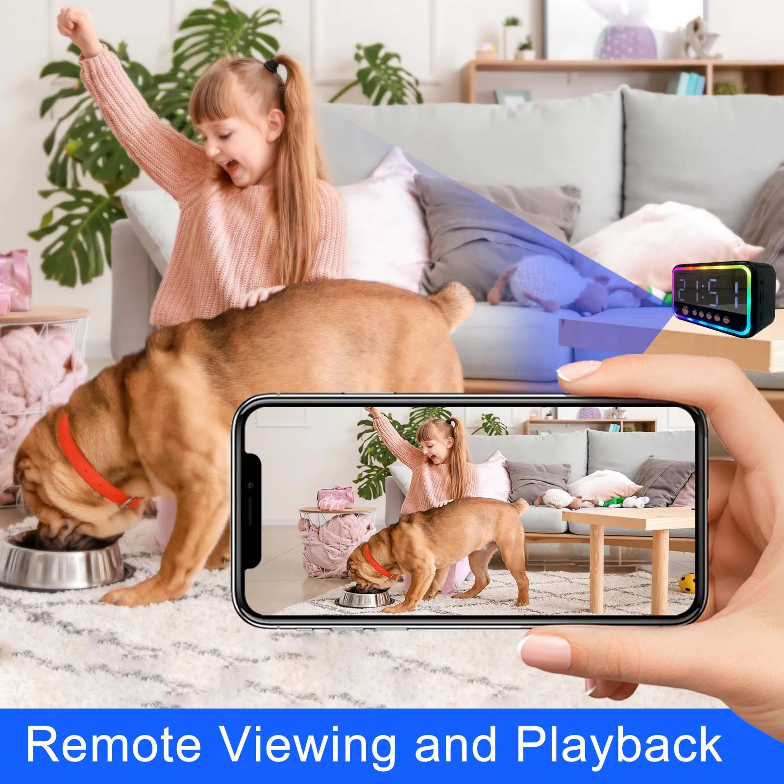 4K WiFi Clock Camera with Bluetooth Speaker, Motion Detection, Remote Viewing, Nanny Cam, Security Camera for Home Surveillance - Image 6