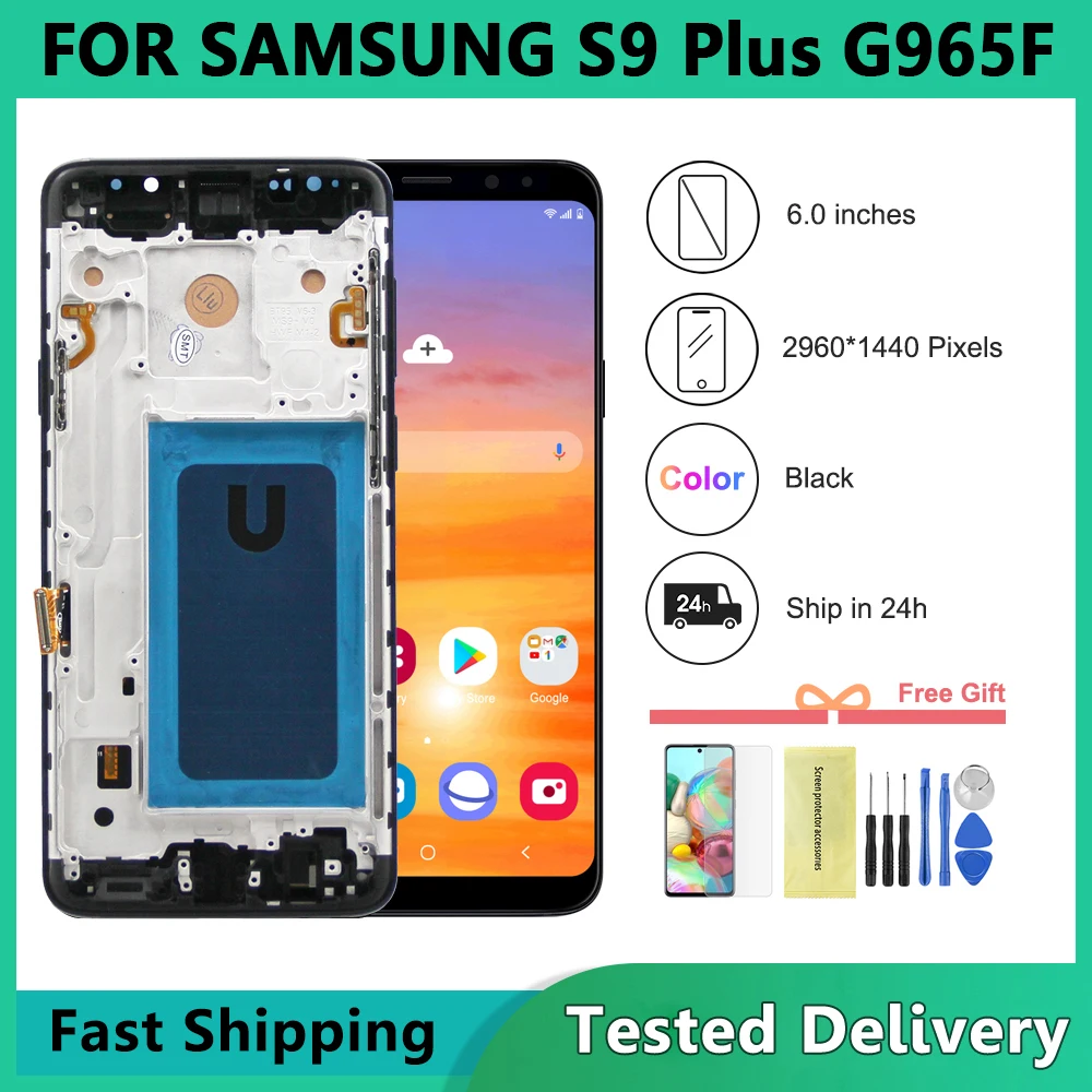 S9 Plus TFT Quality For Samsung S9 Plus G965 SM-G965F G965FD LCD Display Touch Screen with Frame Digitizer Assembly Parts