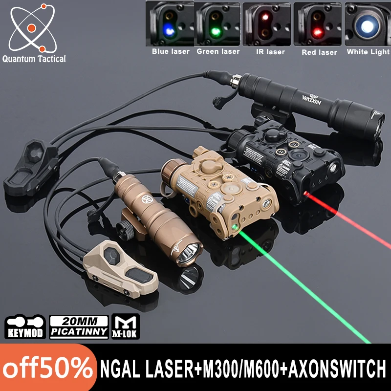 

Tactical New L3-NGAL Red Green Blue Laser IR Sight Pointer M300A Flashlight UNAXON Dual Switch Outdoor Hunting Airsoft NGAL Set