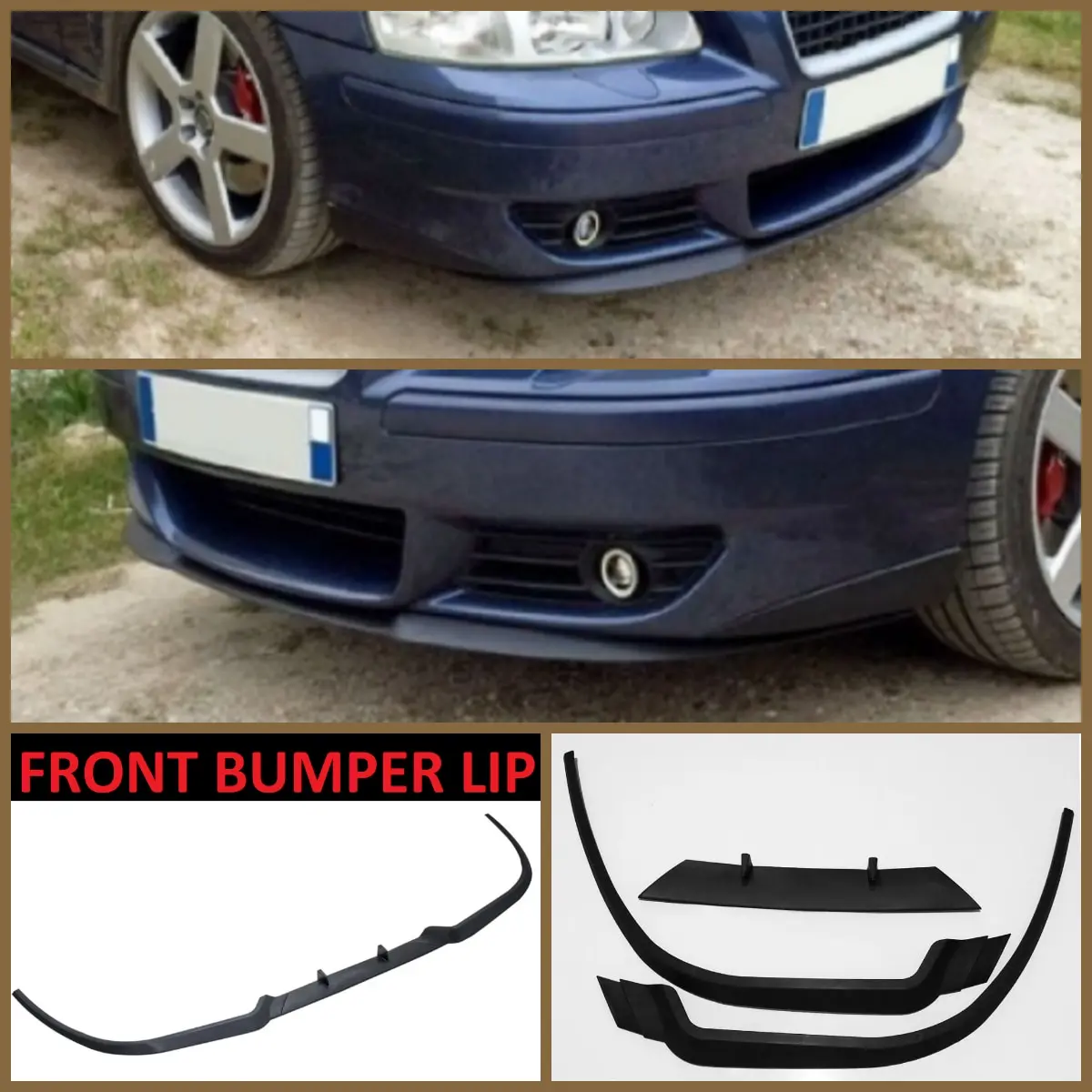 For Volvo S60R V70R CUPRA R FRONT SPOILER BUMPER LIP Euro Spoiler Lip Universal 3 pcs Body Kit Splitter Car Accessories Styling