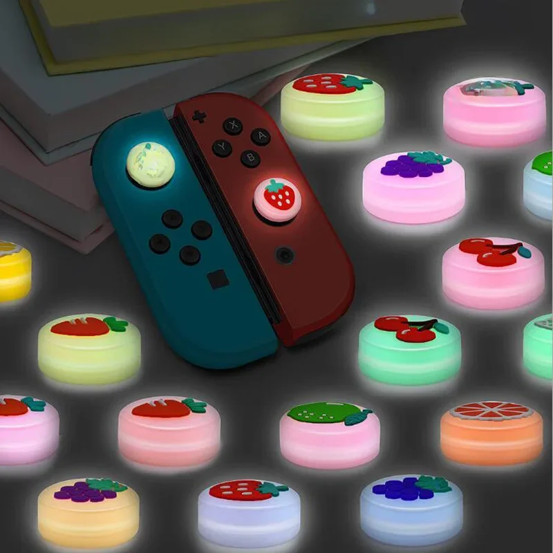 Capuchon de poignée de bâton de pouce en Silicone de fruits lumineux, couvercle de Joystick pour Nintendo Switch Oled NS Lite, étui de manette de contrôleur Joy-Con