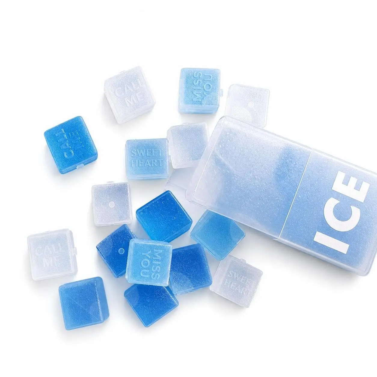 Reusable Plastic Ice Cubes for Drinks Reusable Ice Cubes Cold Drink Cups,Once opened, non-returnable Blue Square (Box of 12)