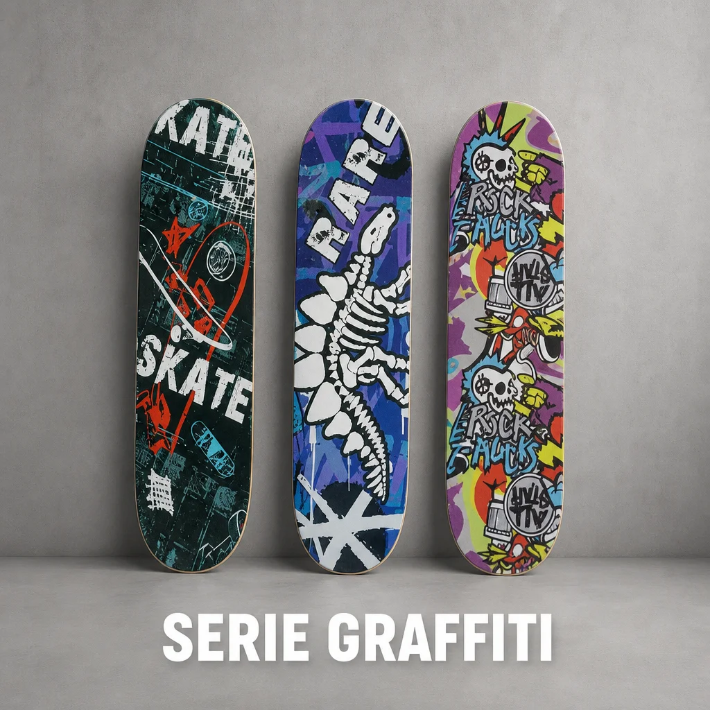 Houten skateboard voor kinderen 70cm - Compleet skateboard met willekeurige designs - Skateboard voor beginners met gekleurde wielen - Snelle verzending vanuit Spanje