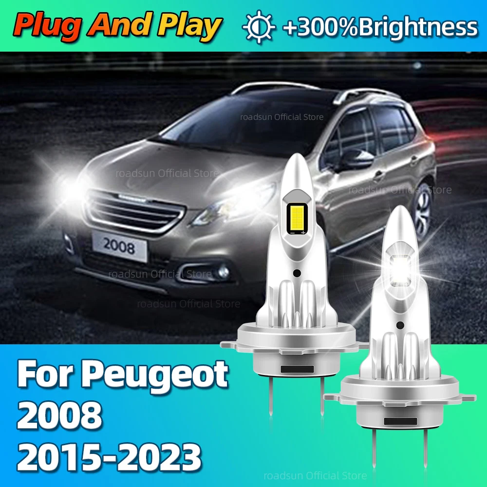 

Новые мощные светодиодные фары 30000LM CSP Chips 1:1, мини-размер автомобильных фонарей для Peugeot 2008 2015 2016 2017 2018 2019-2023