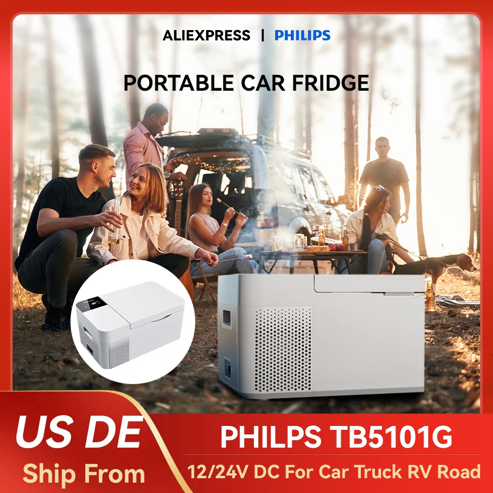 PHILIPS 16L/25L Car Refrigerator 12V Compressor Mini Fridge Camping Portable Small Freezer For Home Use Vehicle Truck