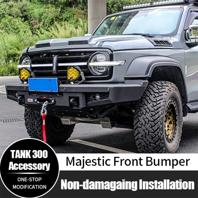 

Carbon Steel License Plate Winch Liner Guard Majestic Front Bumper Assembly for GWM Tank 300