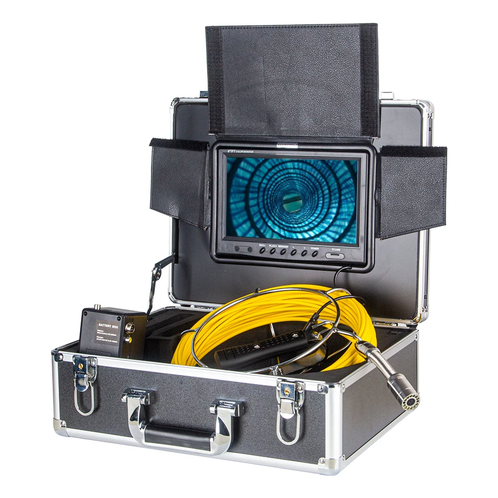 

SYANSPAN Sewer Pipe Inspection Camera DVR Video Recording 9inch Screen Industrial Endoscope IP68 Waterproof 30M/50M