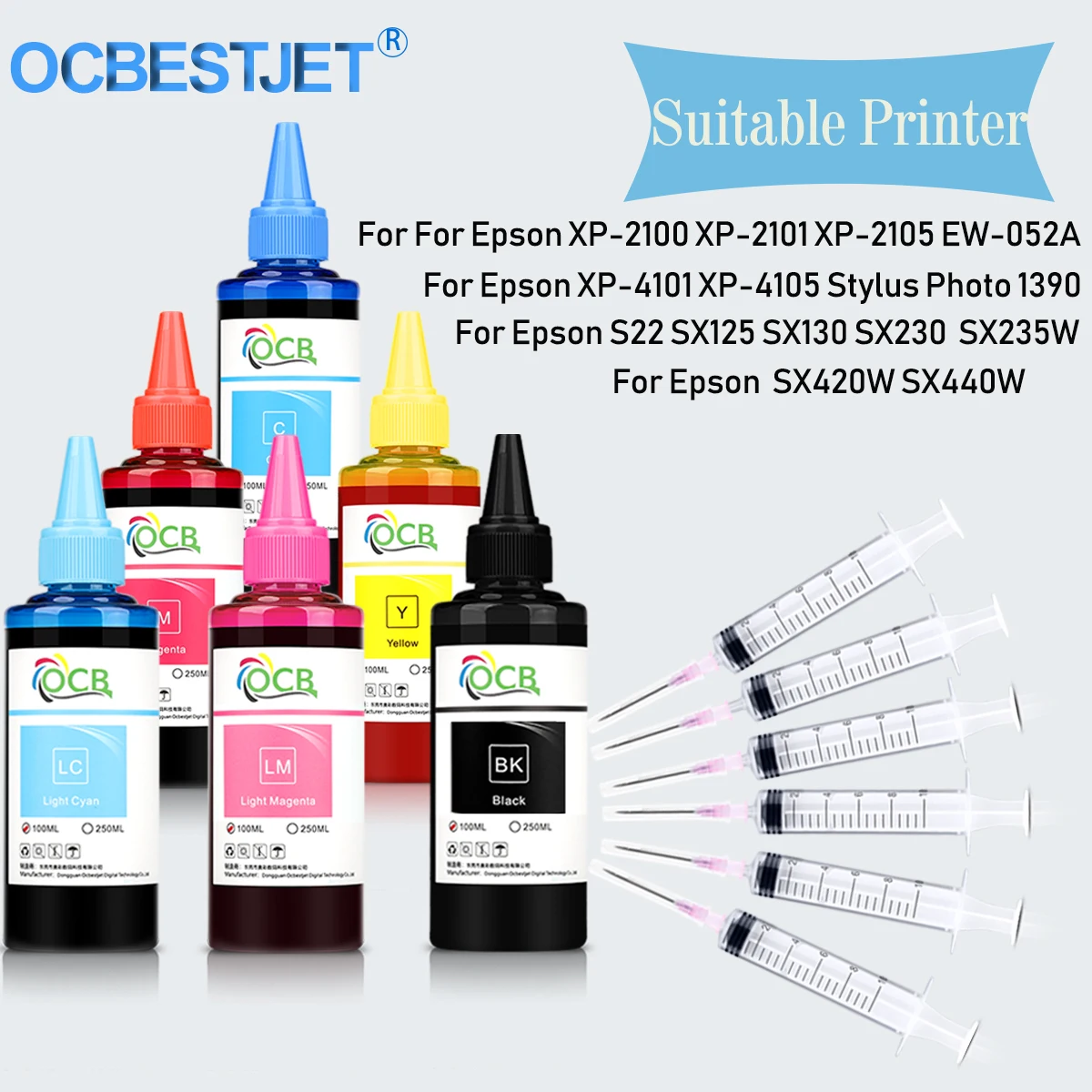 

100ML 6 colors Refill Dye Ink Kit For Epson Stylus Photo 1390 R260 R280 R380 RX580 RX595 RX680 Inkjet Printer Cartridge CISS