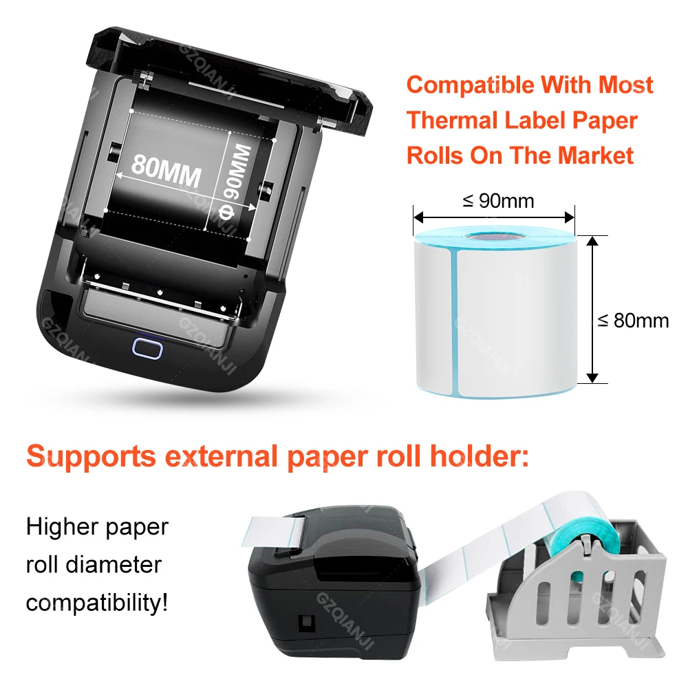 3inch 80mm Desktop Label Printer Wifi Bluetooth Usb Port Thermal Barcode Bill Receipt Machine 2-in-1 Original Auto-cutter Maker