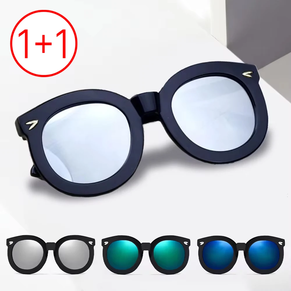 [Today's departure] 1 + 1 UV400 protect oversize women's fashion sunglasses CIRCLE V women's sun protection fashion classic cats between the eye land fashionable over