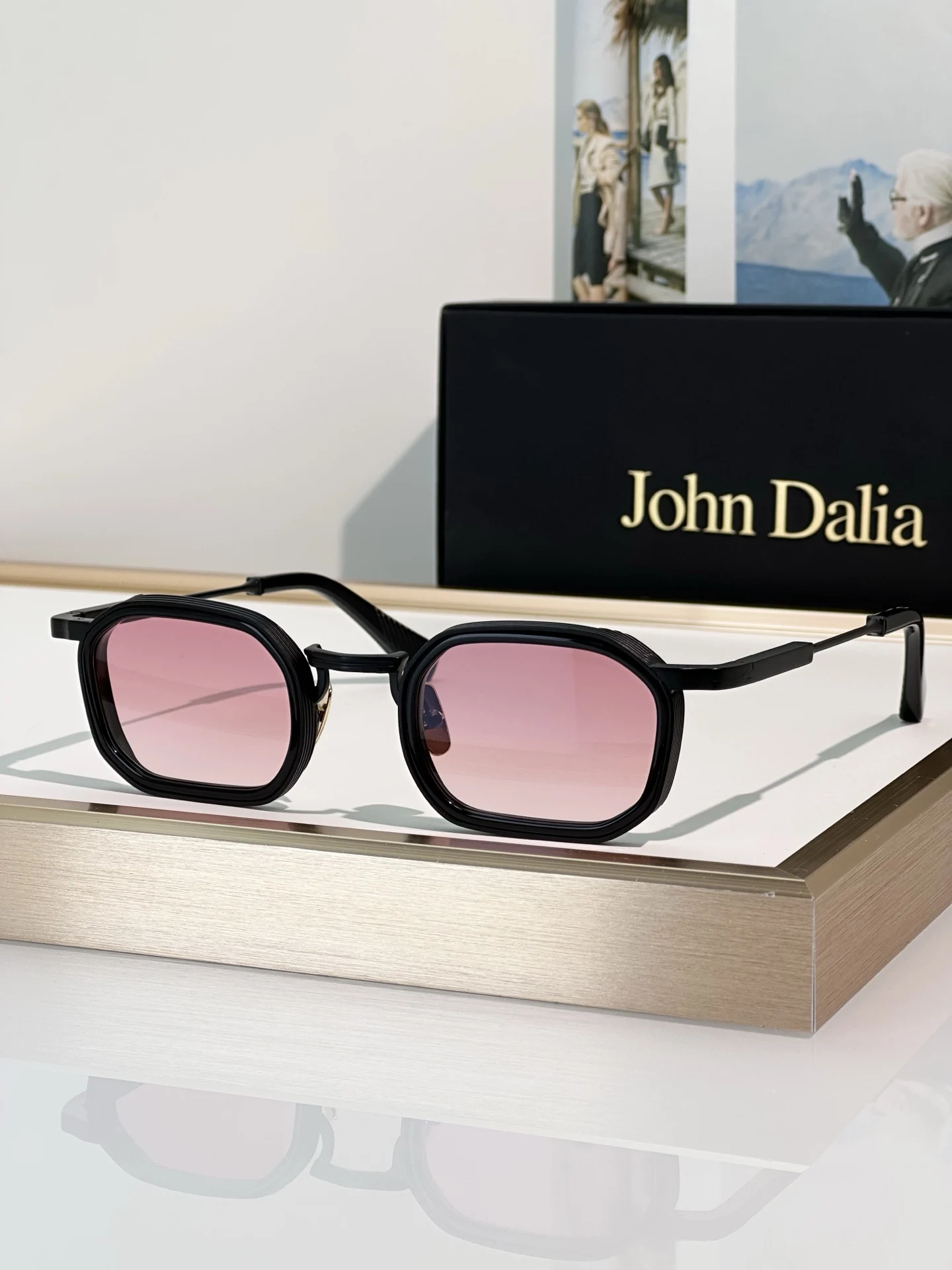 Voor JOHN DALIA JD JEAN Zonnebril met aluminium frame, unisex, luxe premium UV400, zakelijk, gepolariseerd, klassiek, vrijetijdsbril, met doos