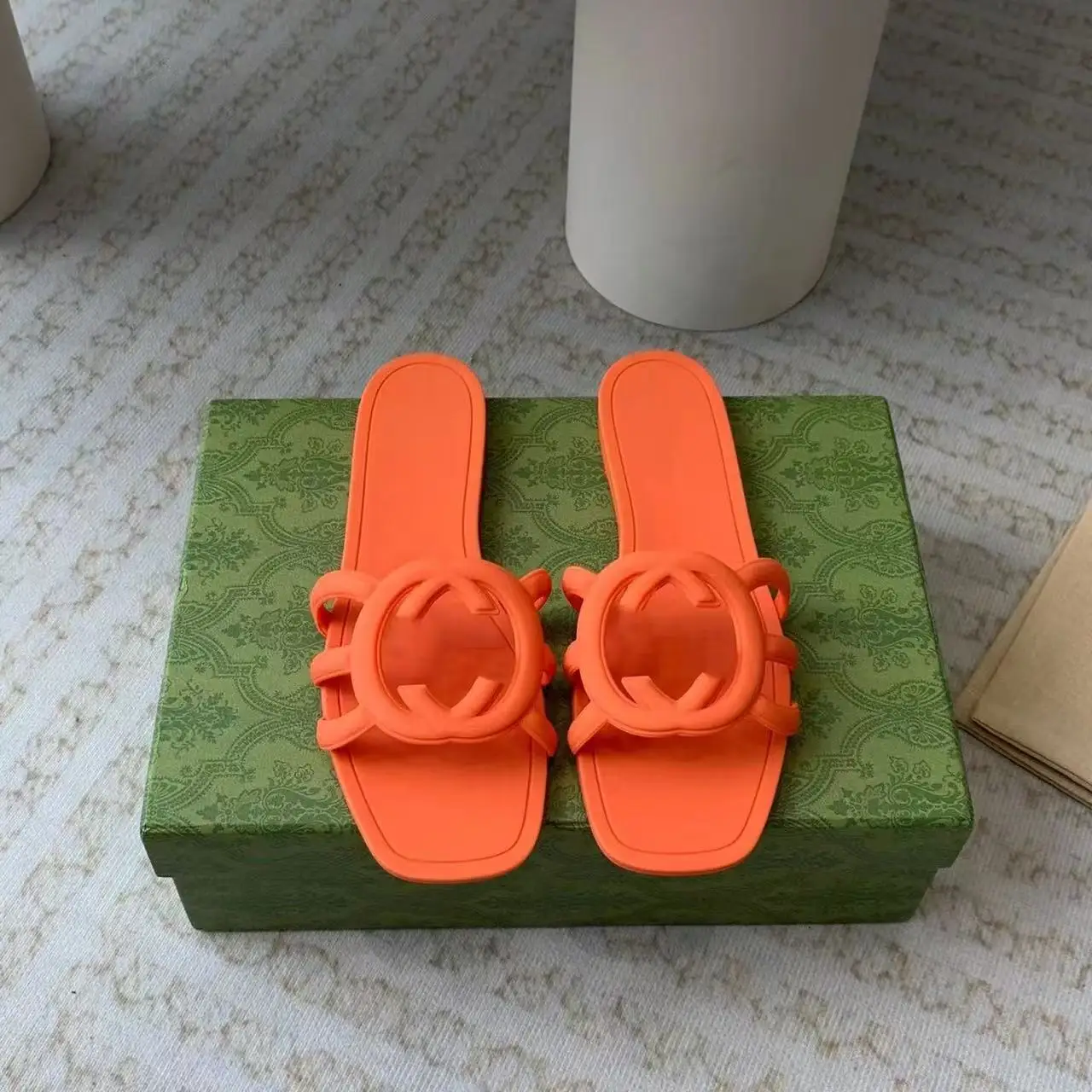 أحذية شاطئ بلون جيلي للنساء ، صنادل مسطحة ، نعال مريحة ، منزل ، صيف ، جديد ، موضة ،