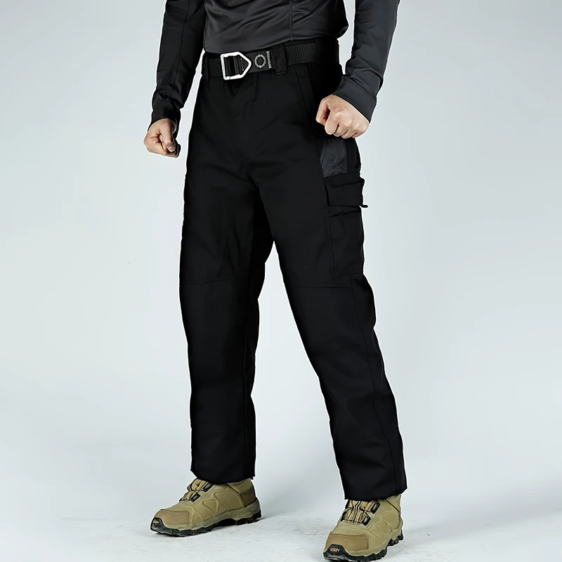 2Pcs Men Casual Training Overalls Pants Cargo Trousers Multi-pocket Waterproof Wear-resistant  Cargo Quick Dry Pants