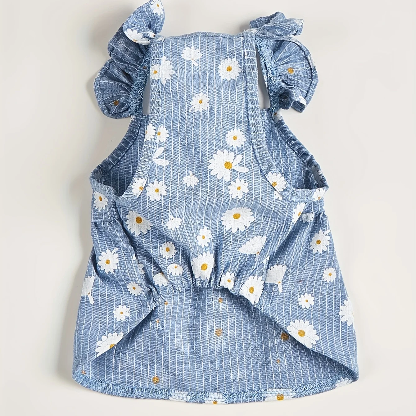 Abito per cani a righe blu con stampa margherita, vestito estivo traspirante per animali domestici con spalline arricciate, grazioso abbigliamento estivo per cani di piccola taglia, gatti, animali domestici
