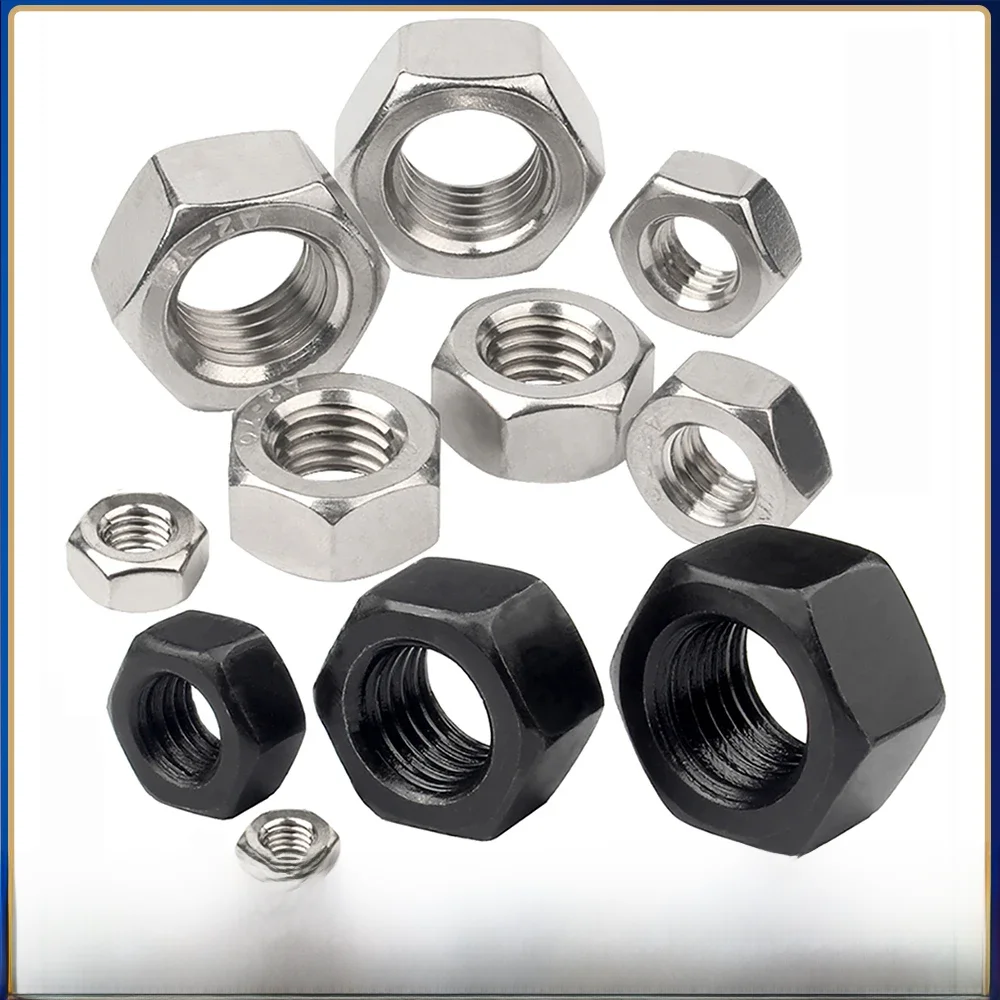 M1 M1.2 M1.4 M1.6 M2 M2.5 M3 M3.5 M4 M5 M6 M8 M10 M12 M16 M20 M24 DIN934 304 écrou hexagonal en acier au carbone noir