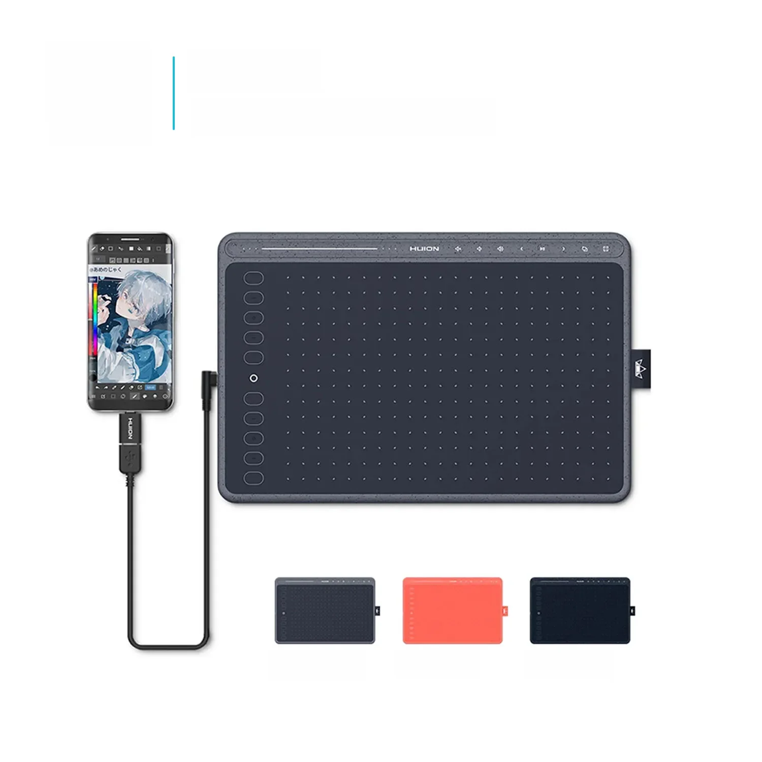 HUION HS611 Tablet graficzny Bezbateryjny tablet graficzny Trzy kolory Obsługa pochylenia Pasek dotykowy i klawisze ekspresowe — zdjęcie 2