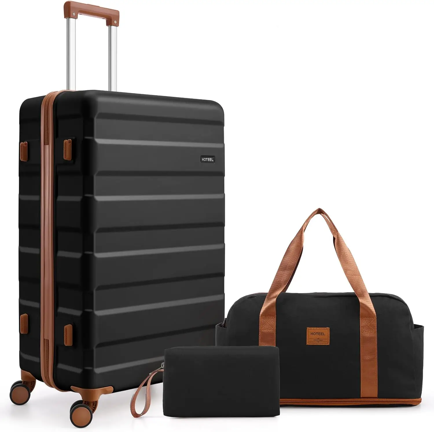 Juego de equipaje de mano con rueda giratoria, Maleta rígida ABS con cerradura TSA, bolsa de aseo ligera de 20 pulgadas, 3 uds.