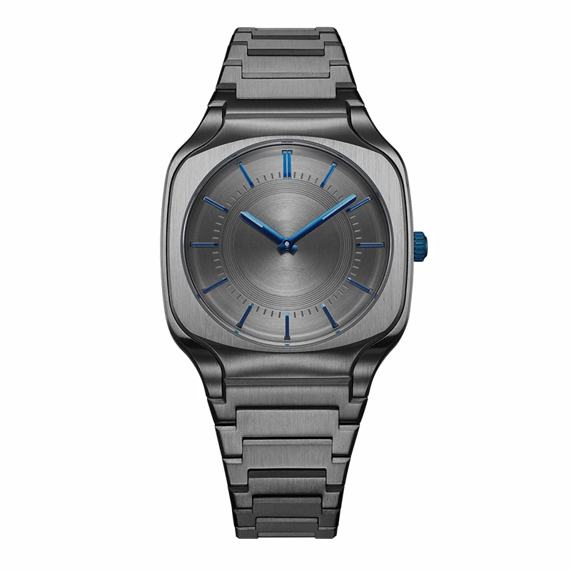โลโก้ต้นฉบับสแควร์ Ultra Thin สแตนเลสผู้ชาย Minimalist นาฬิกาควอตซ์สําหรับ Man