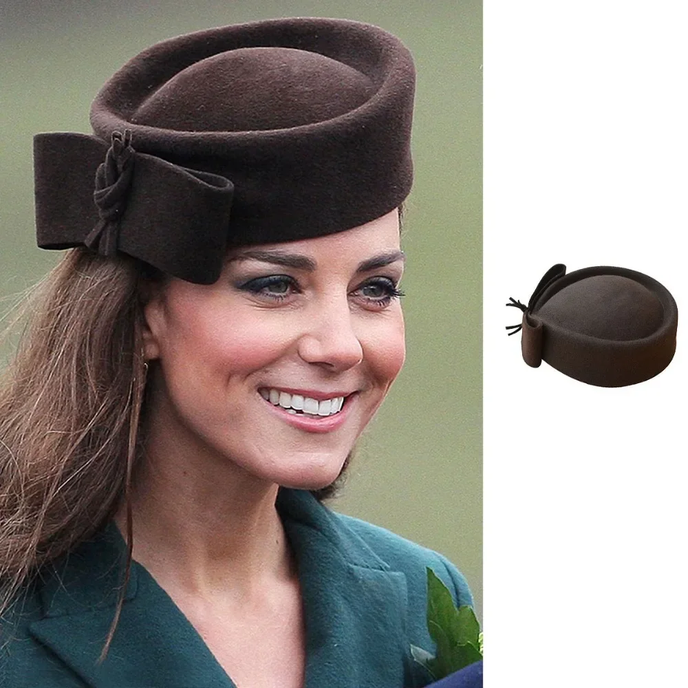 Lawliet Teardrop Fascinator Women Vintage Look Pillbox Hat Top Fancy Wool Felt Hat Cocktail Racing Party Wedding Church A253 — zdjęcie 2
