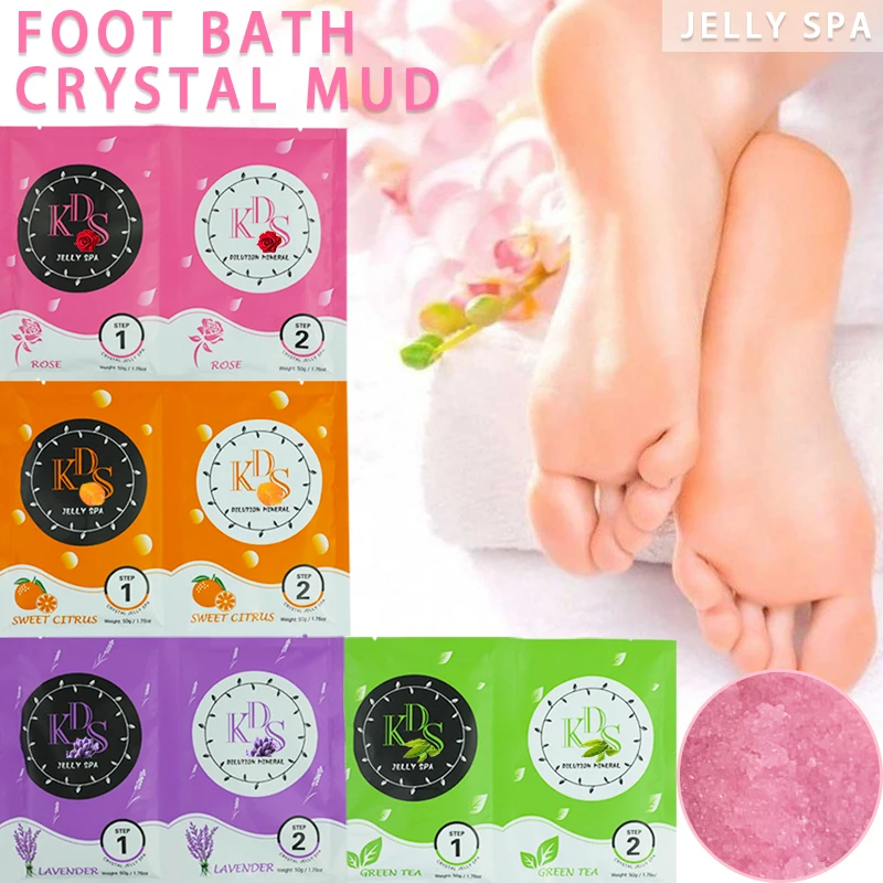 Rosa lavanda cristal barro baño de pies sal baño de pies terapia de pies cuidado de los pies gelatina casera Spa exfoliación 100g