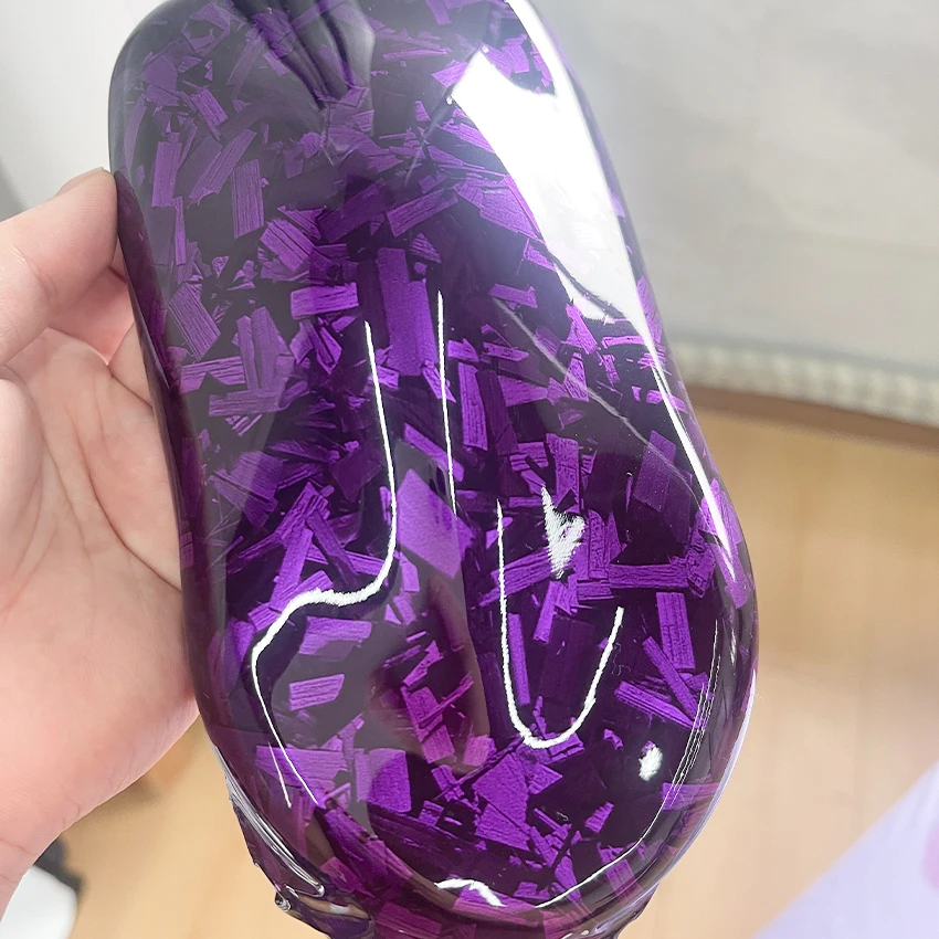 PET Glossy Purple Forged Carbon Fiber Vinyl Wrap Film Waterproof Car Body & Motorcycle Sticker, DIY Helmet Wrap Bubble Free