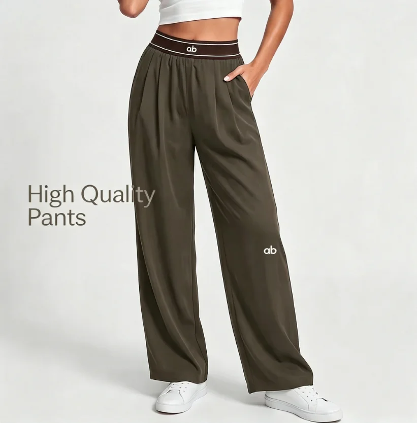 2026 Dames losse casual sportbroek met hoge taille, ademend en comfortabel, veelzijdige broek, wijde pijpen sportbroek voor dames