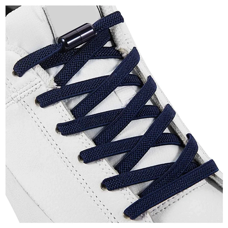 Lacets de chaussures élastiques plats pour enfants et adultes, baskets, comparateur de couleur, serrure en métal, lacets paresseux, sans cravate, bandes de caoutchouc