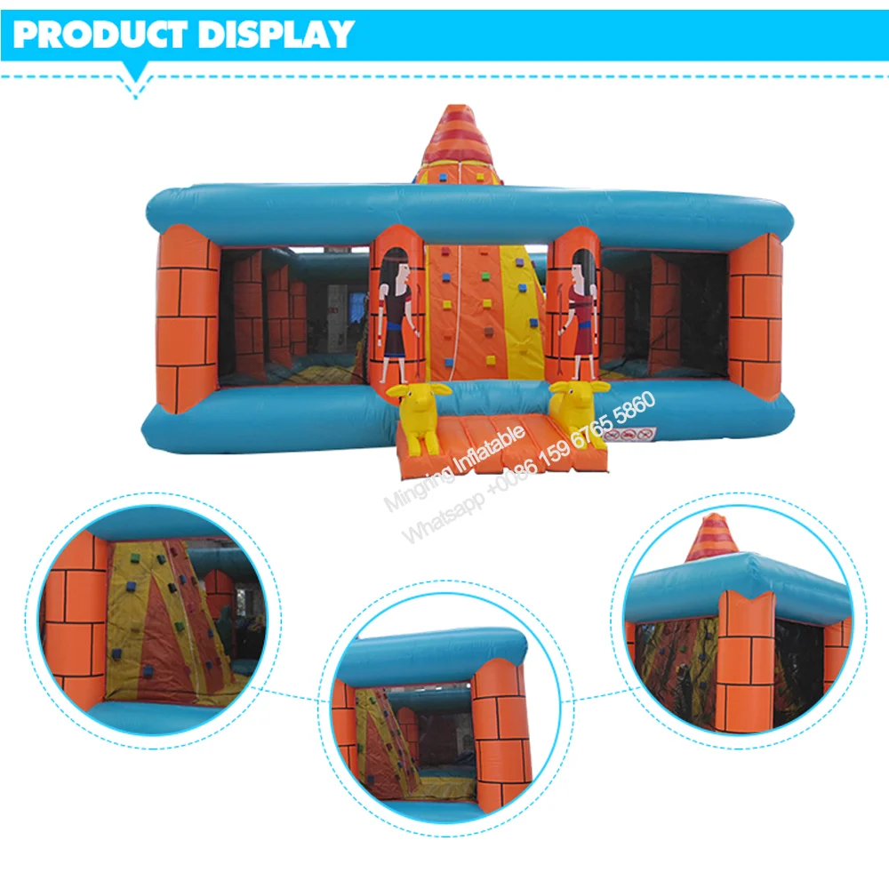 Inflatable Rock Climbing Wall Tower, Mountain Obstacle Course