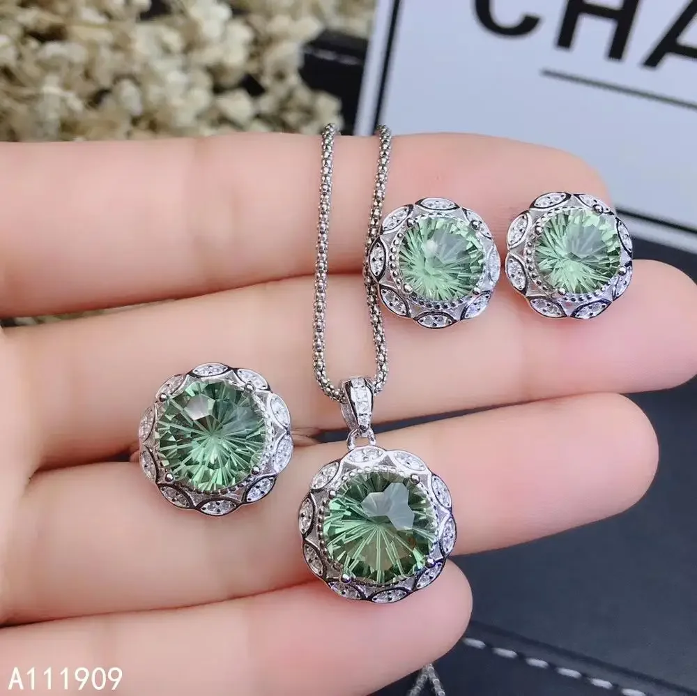 

KJJEAXCMY Boutique Jewelry 925 Sterling Silver Inlaid KJJEAXCMY Boutique Jewelr Green Crystal Necklace Ring Earring Famale Suit