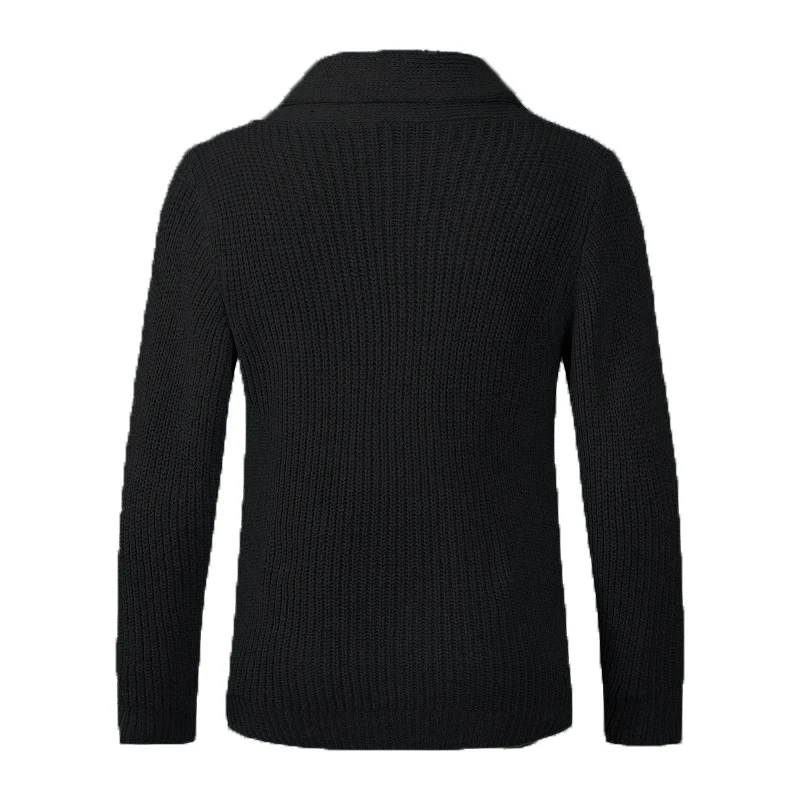 New Men\'s Sweaters Turn Down Collar Knitted Cardigan Men Solid Color Single Breasted Casual Knitwear Sweatercoat Men Cardigan