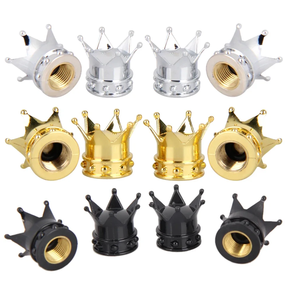 AliExpress OIMG 2/4pcs/lot Bicycle Tire Valve Caps Universal Dustproof Gold Crown Tyre Wheel Stem Air Valve Caps