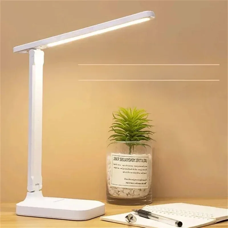 Dobrável Table LED Desk Lamp, Stepless Dimmable, Toque, Leitura de cabeceira, Proteção para os