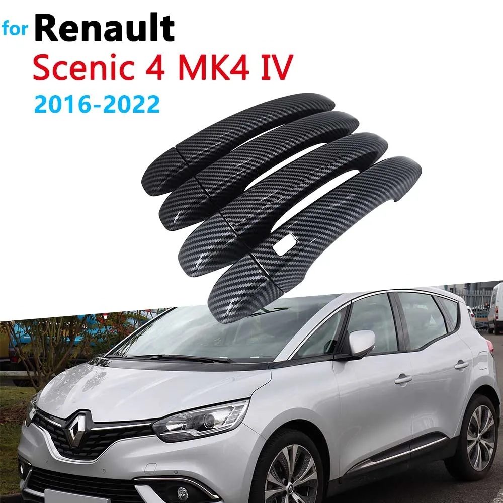 

Прочная крышка дверной ручки из углеродного волокна для Renault Scenic 4 IV MK4 2016 ~ 2022 2017 2018, декоративные аксессуары для внешней отделки автомобиля, наклейка