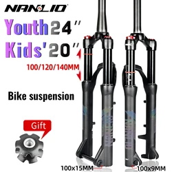 NanLio Youth Mountain Bike Suspension Fork for 20-24 inch Wheels with 100-140mm Travel and Lockout Technology