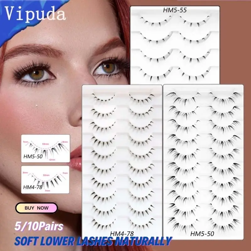 VIPUDA Lagere Wimpers 5/10Pairs Natuurlijke Koreaanse Ogen Manga Lagere Wimper Cluster Clear Band Piekerige Bodem Wimpers cosplay Make Up