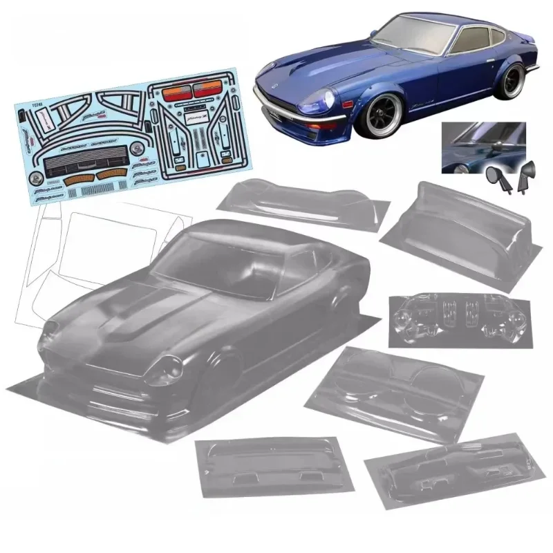 1/10 PC RC shell body Fairlady 240Z brede body 200mm breedte lampenkap Transparante shell body voor turing Dirft mst yokomo hpi hsp - afbeelding 2