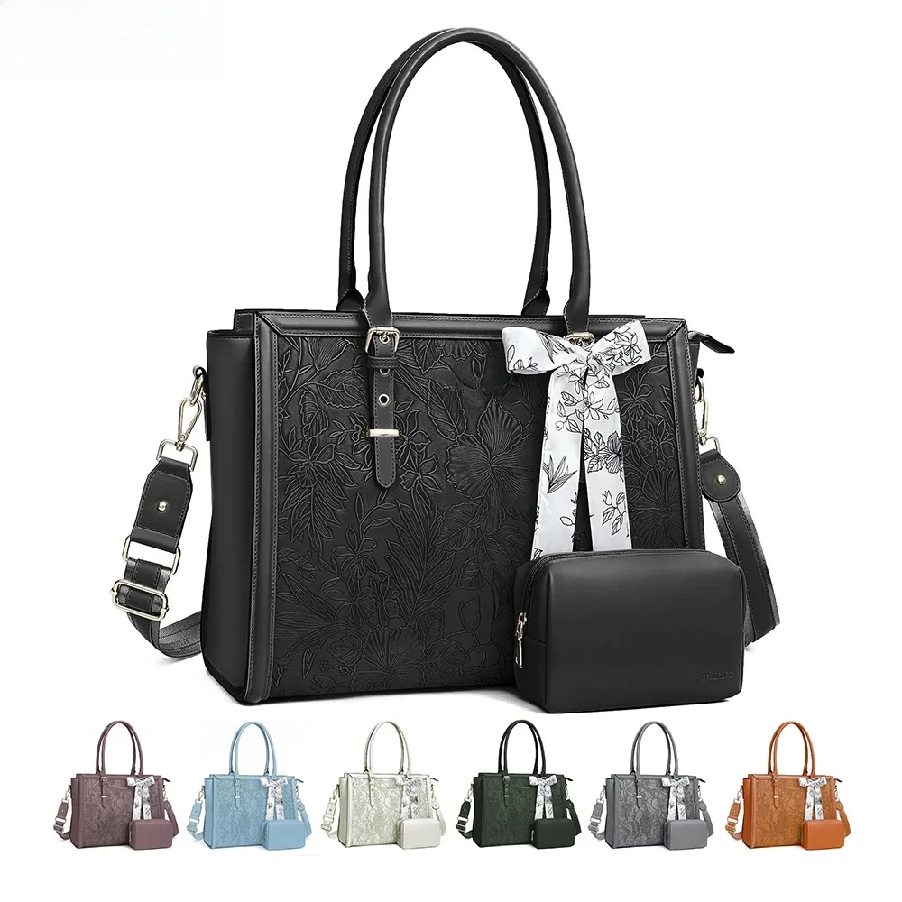 Sac pour ordinateur portable pour femmes sac fourre-tout de luxe en cuir PU pour 15.6 16 17.3 pouces MacBook Asus HP Dell ordinateur portable épaule messager sac à main