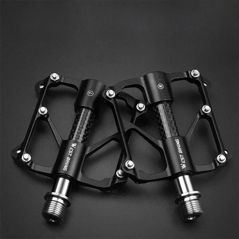 AliExpress West Biking WEST BIKING Ultralight Bicycle Pedal Titanium/CR-MO Axle 3 Bearings Bike Pedal Anti Slip Racing