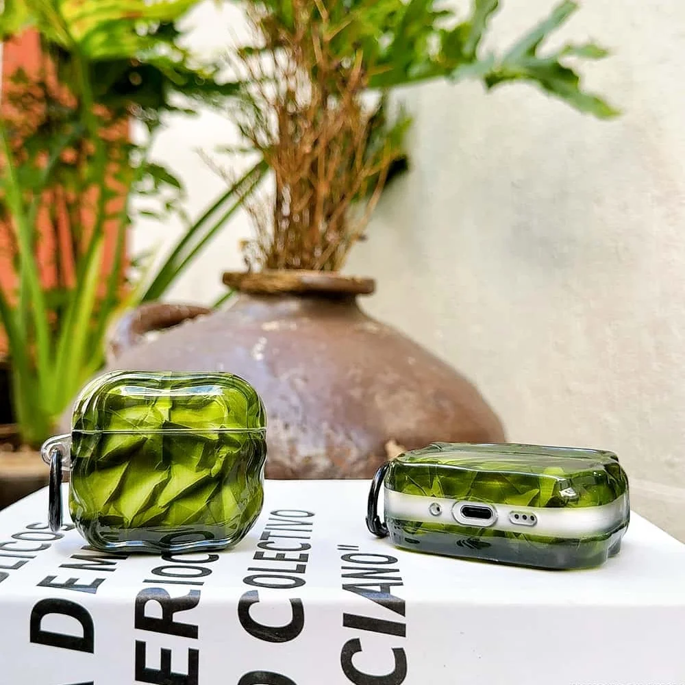 

Creative green pleated headphone protective cover for AirPods 4 3 2Pro2 3cool personality fashion new shockproof protective case